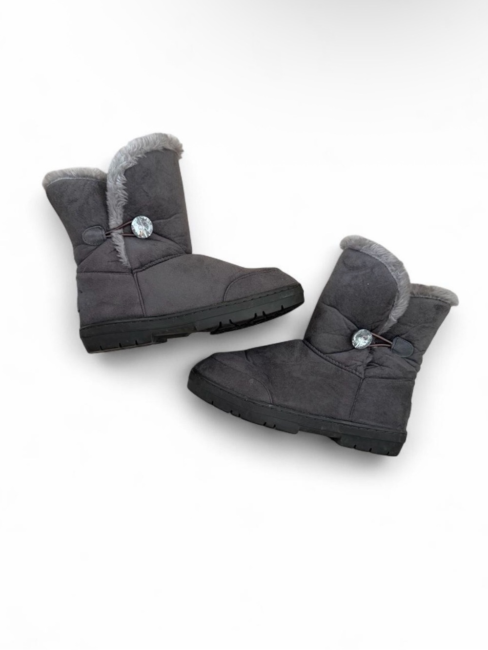 Cozy Mid-Calf Faux Fur Winter Boots - Gray